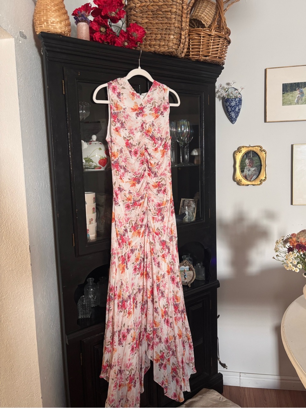 Floral Pink & Orange Maxi Dress - Elegant Sleeveless Summer Gown